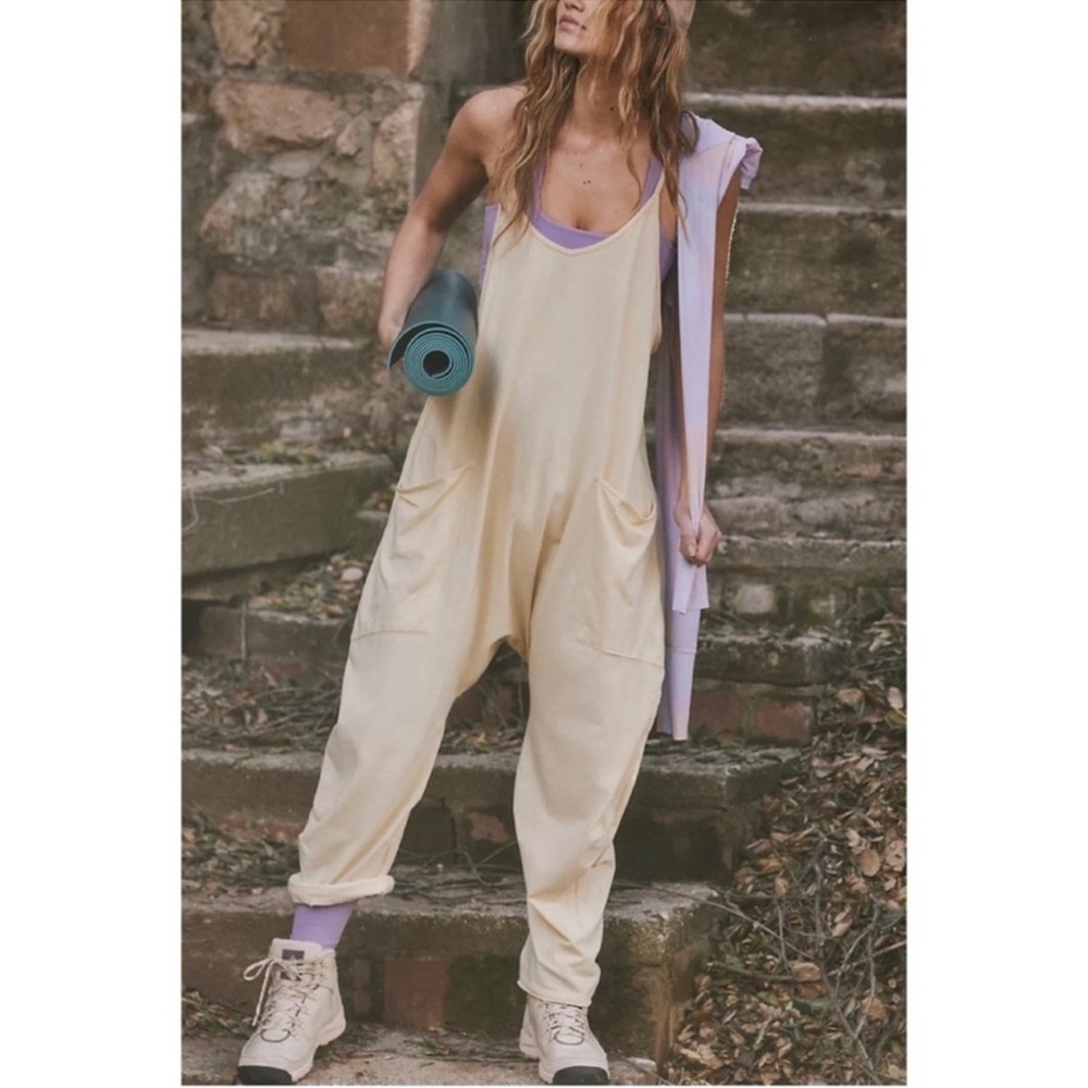 NWT Free People Hot Shot Onesie Jumpsuit in Banana Butter Yellow Large